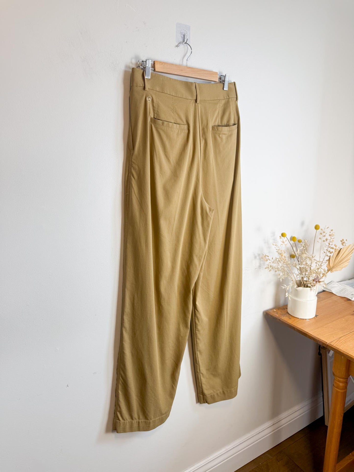 Lululemon High Rise Wide Leg Trousers in Golden Beige (Size 10)