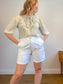 Wilfred Silk Ruffle Collar Blouse in Pastel Green/Yellow (Size M)