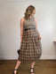 A Bronze Age Sustainable "Field Skirt in Brown/Blue Plaid" (Size M)