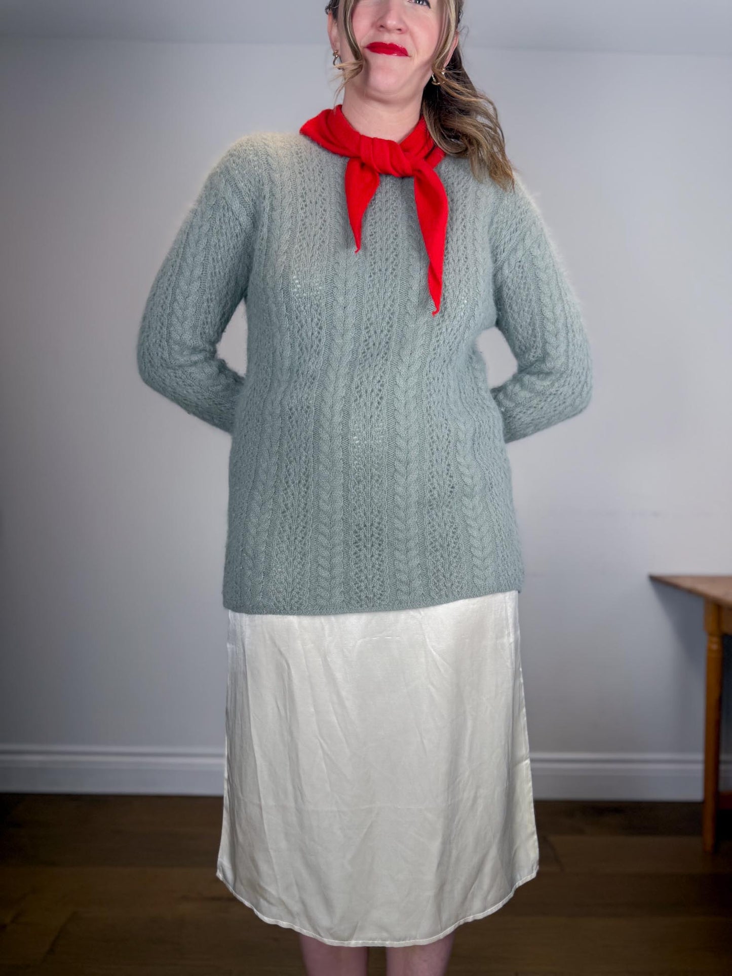 Vintage Angora & Wool Sweater in Grey (Size S)