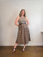 A Bronze Age Sustainable "Field Skirt in Brown/Blue Plaid" (Size M)