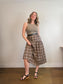 A Bronze Age Sustainable "Field Skirt in Brown/Blue Plaid" (Size M)