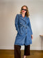 Gap Long Denim Trench Coat with Belt (Size L)