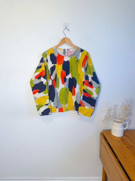 COS Multicolour Abstract Blouse (Size S/M)