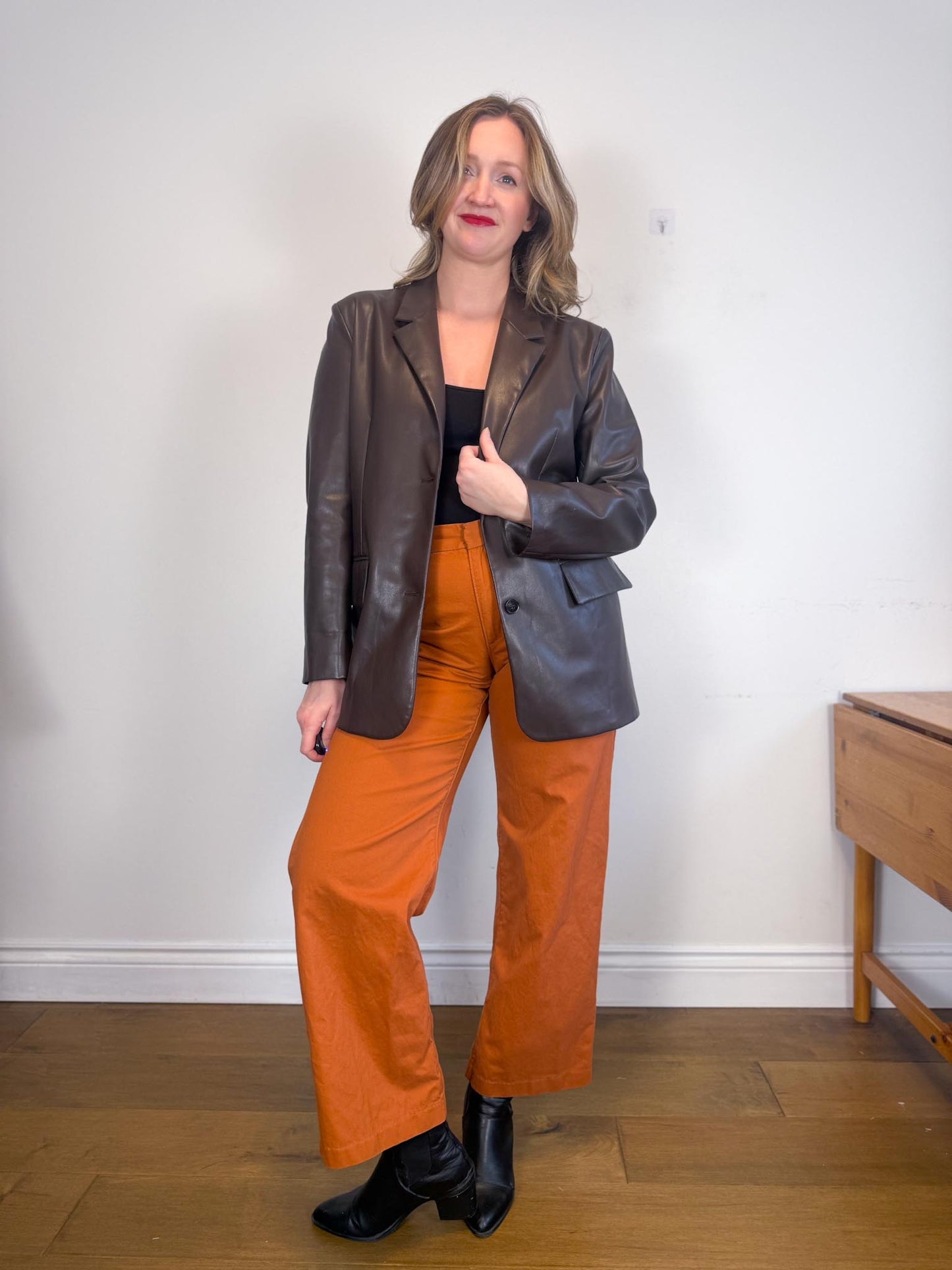 Oak & Fort Faux Leather Jacket in Dark Brown (Size M/L)