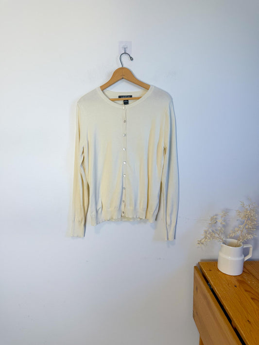 August Silk Cardigan in Eggshell (Size M/L)