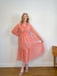 WEILL Silk Long Sleeve Maxi Dress in Pink/Gold (Size L-2XL)
