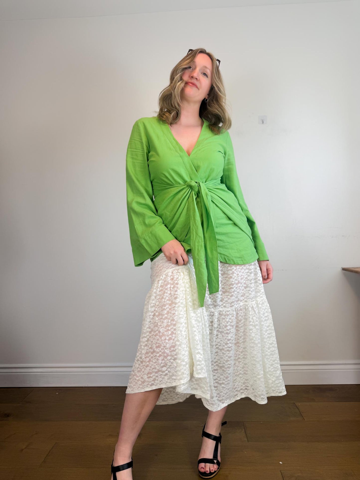 L'Academie "The Janeiro Linen Mini Dress in Green" (Size M)