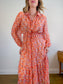 WEILL Silk Long Sleeve Maxi Dress in Pink/Gold (Size L-2XL)