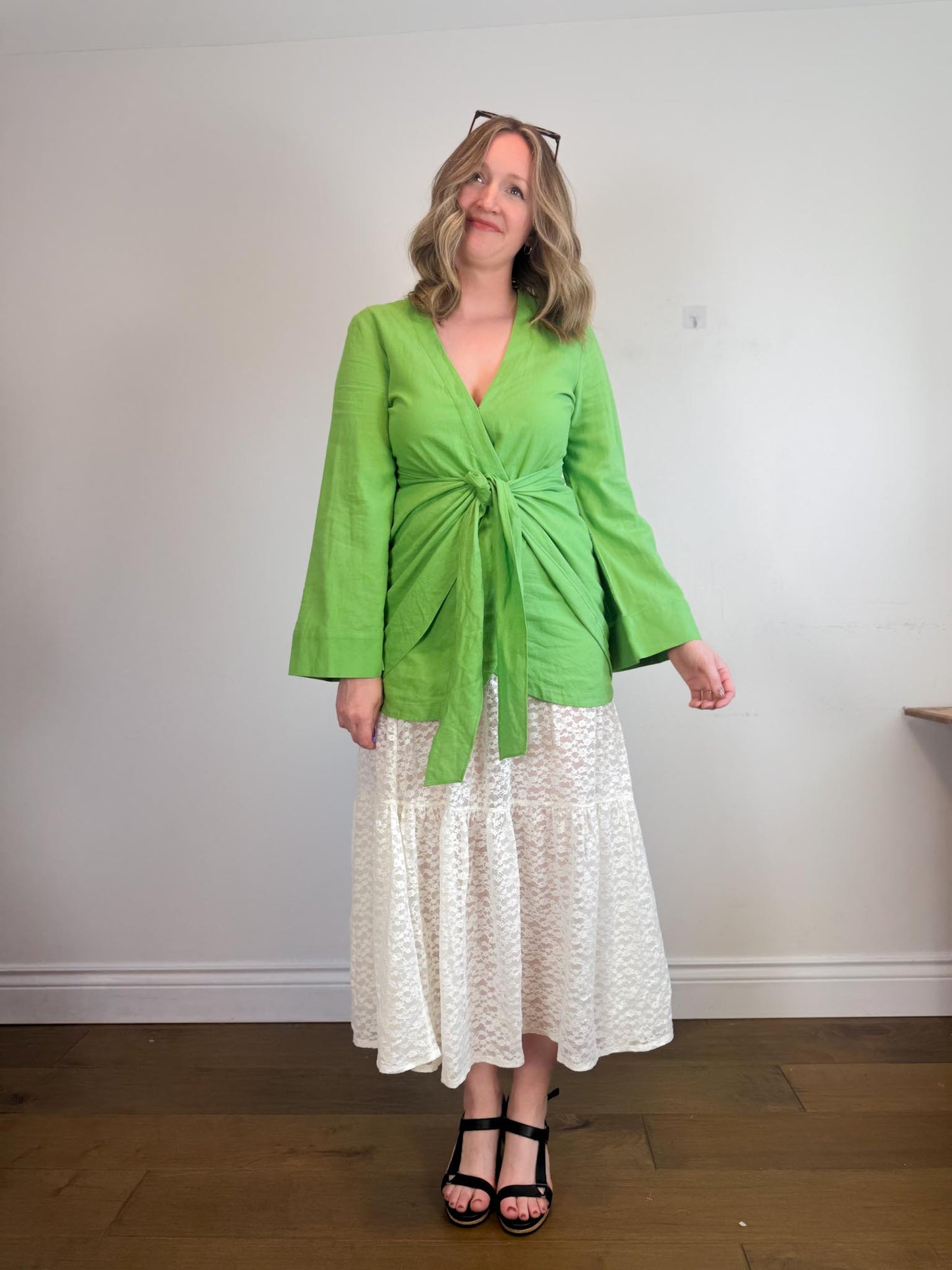L'Academie "The Janeiro Linen Mini Dress in Green" (Size M)