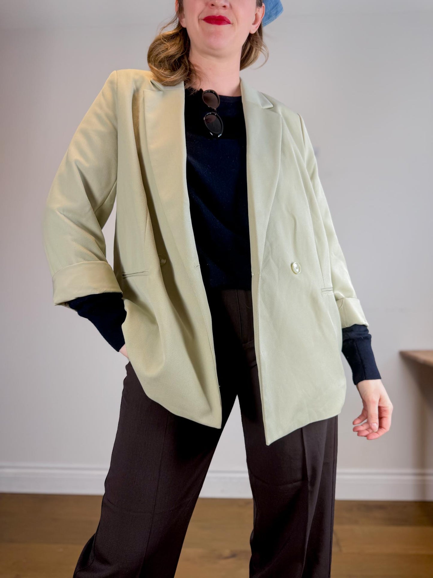 H&M Oversized Blazer in Light Grey Green NWT (Size L)