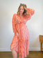 WEILL Silk Long Sleeve Maxi Dress in Pink/Gold (Size L-2XL)