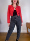 Vintage Daniel Cropped Leather Jacket in Red (Size S)