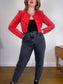 Vintage Daniel Cropped Leather Jacket in Red (Size S)