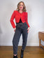 Vintage Daniel Cropped Leather Jacket in Red (Size S)