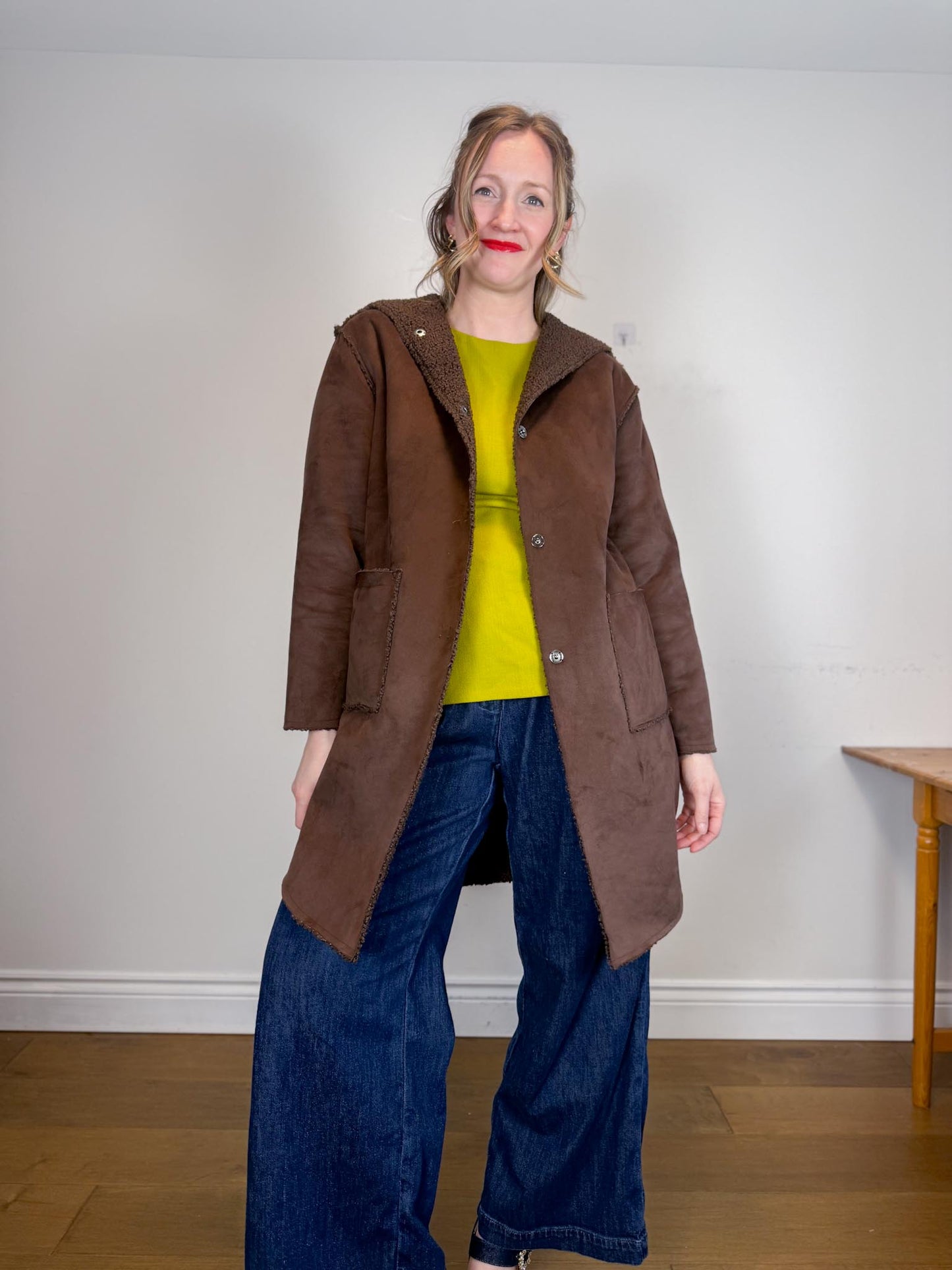 Fransa Reversible Faux Fur Jacket in Brown (Size M/L)