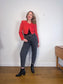 Vintage Daniel Cropped Leather Jacket in Red (Size S)