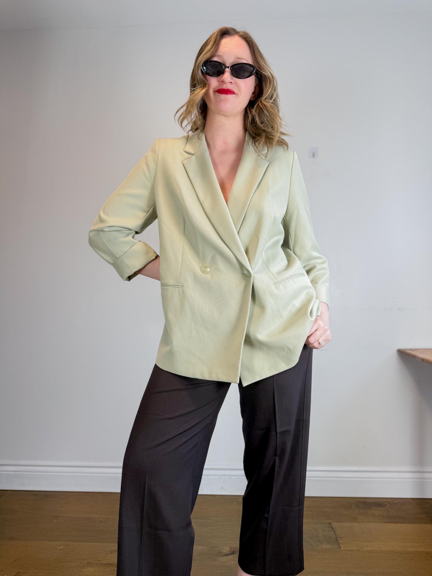 H&M Oversized Blazer in Light Grey Green NWT (Size L)
