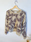ba&sh Designer Cashmere & Wool Crewneck Sweater in Brown Print (Size M)