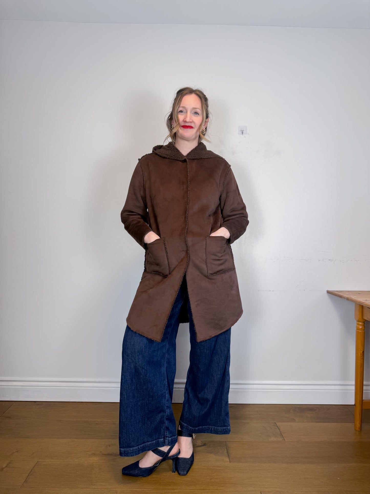 Fransa Reversible Faux Fur Jacket in Brown (Size M/L)