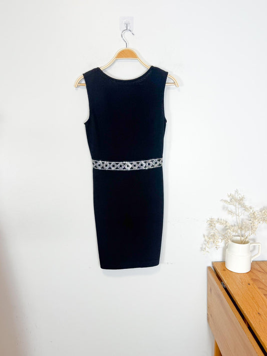 Vintage 90s St. John Holt Renfrew Designer Mini Dress with Crystal Belt (Size S)