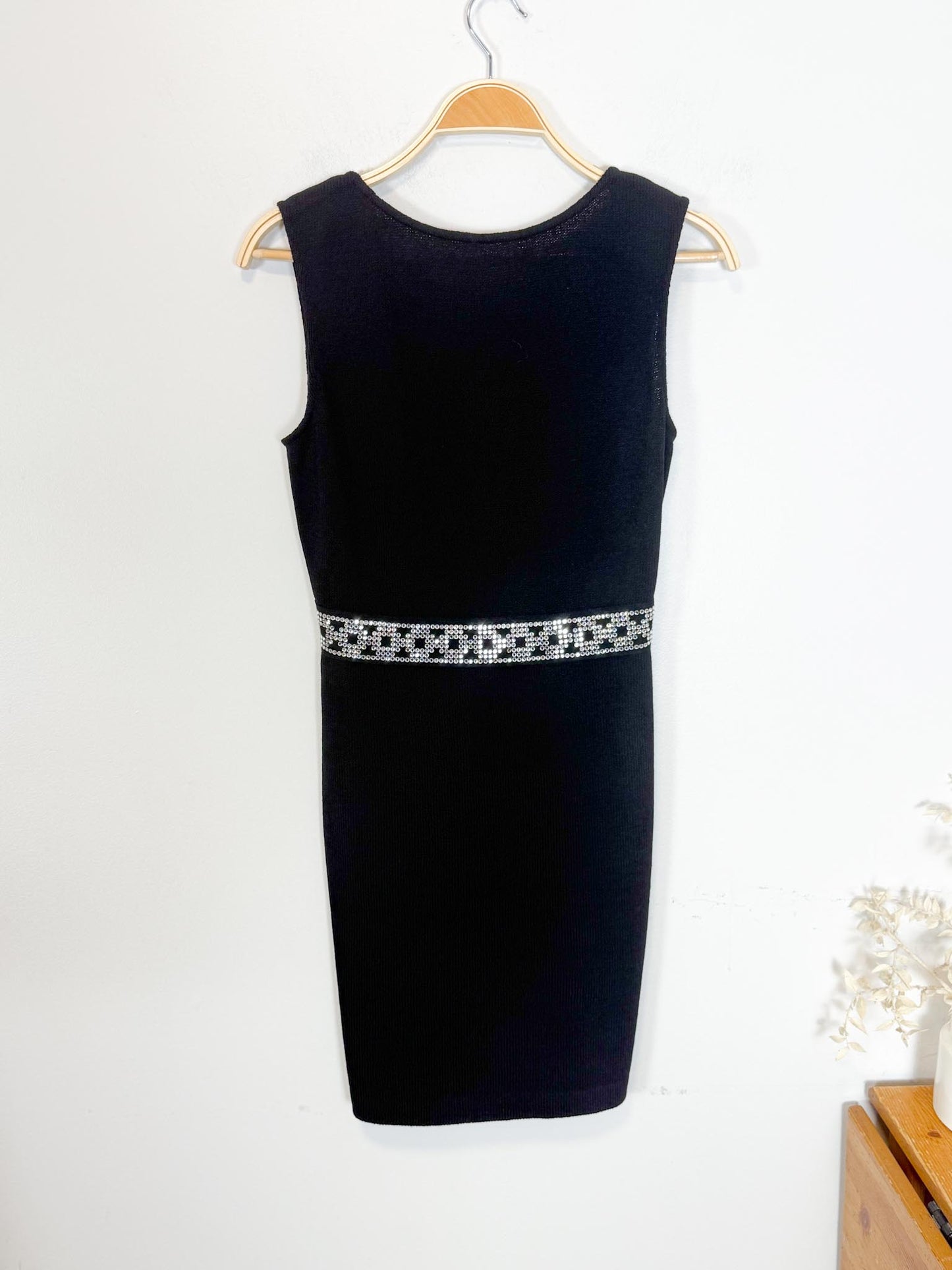 Vintage 90s St. John Holt Renfrew Designer Mini Dress with Crystal Belt (Size S)