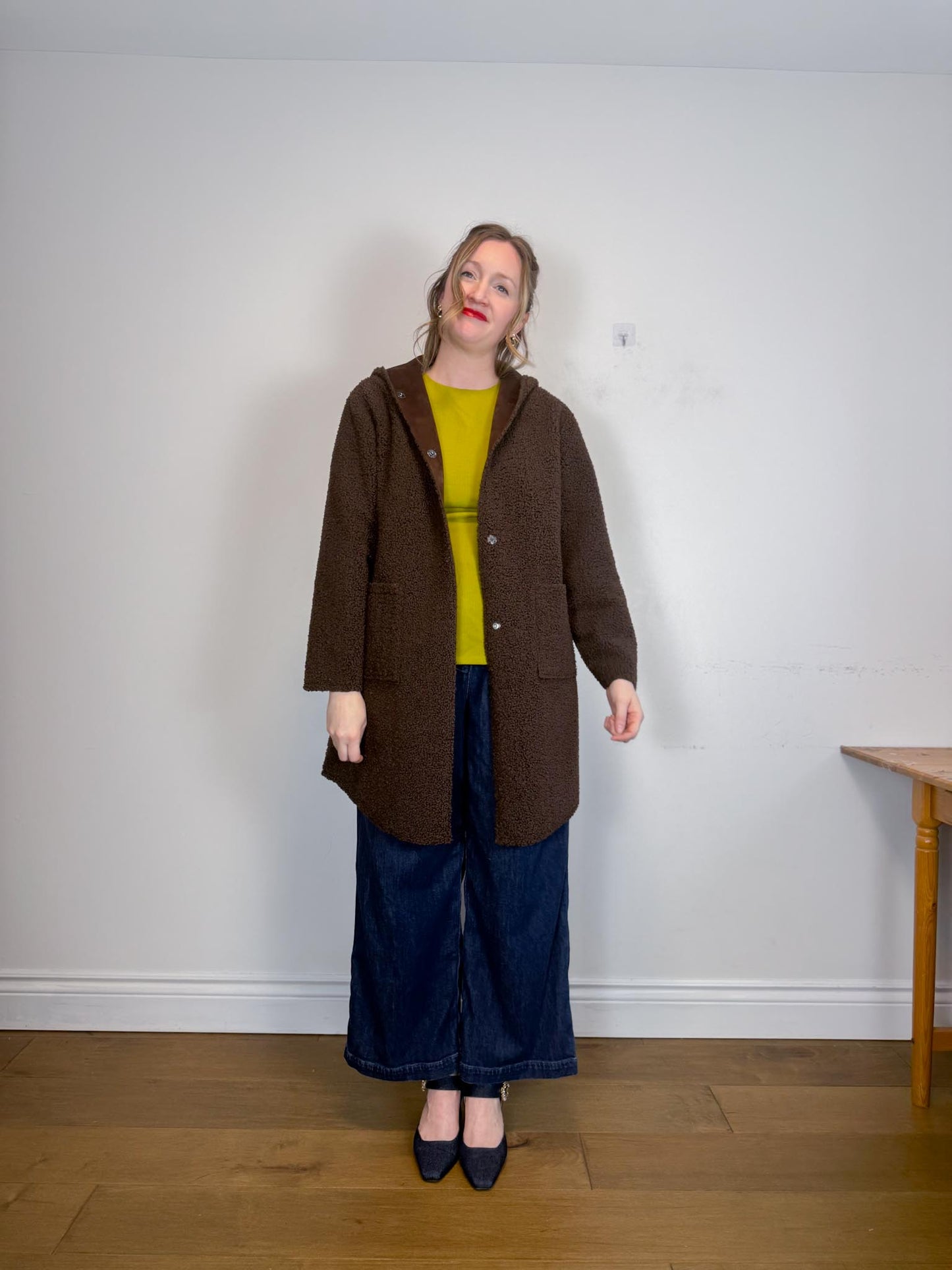 Fransa Reversible Faux Fur Jacket in Brown (Size M/L)