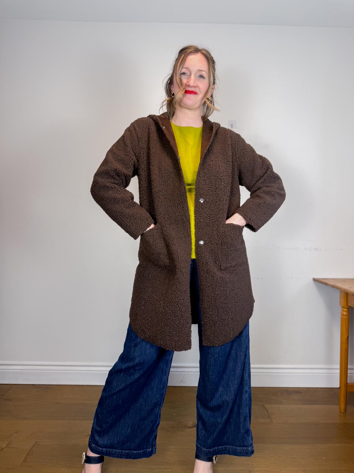 Fransa Reversible Faux Fur Jacket in Brown (Size M/L)