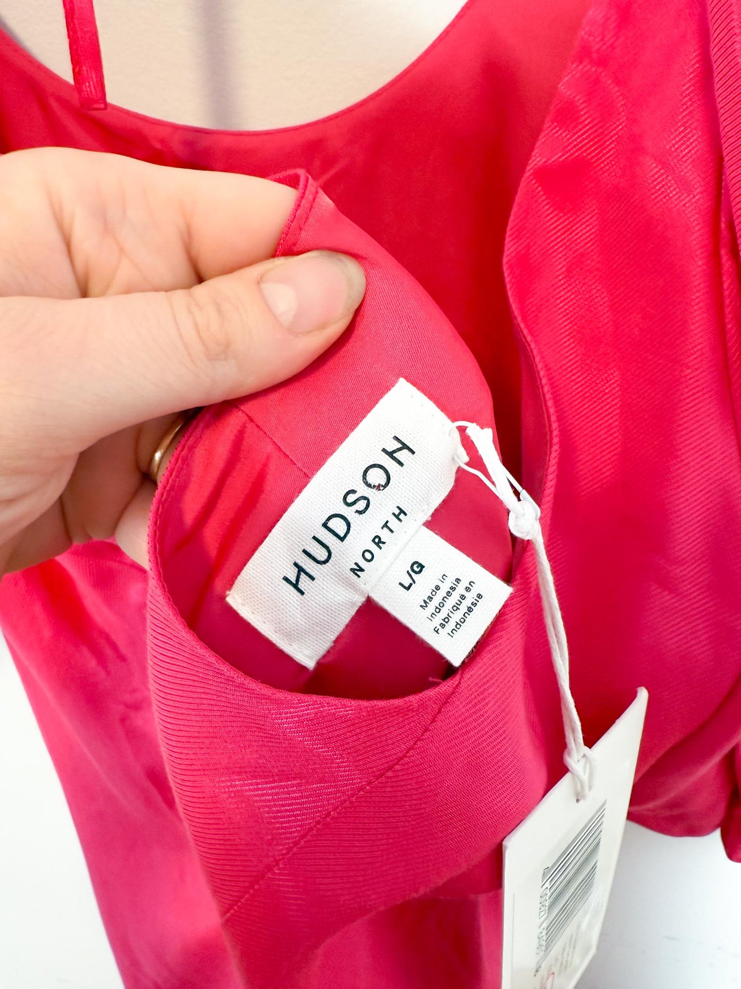 Hudson North Puff Sleeve Midi Dress in Hot Pink NWT (Size L)