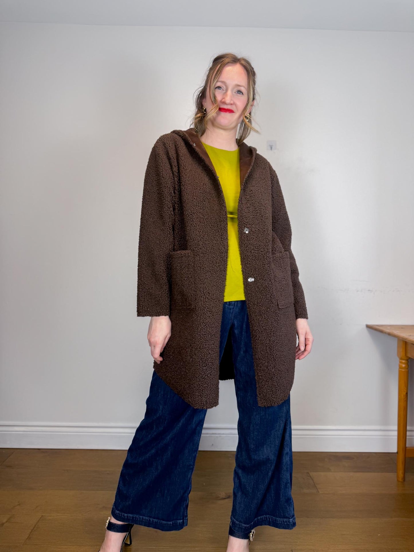 Fransa Reversible Faux Fur Jacket in Brown (Size M/L)