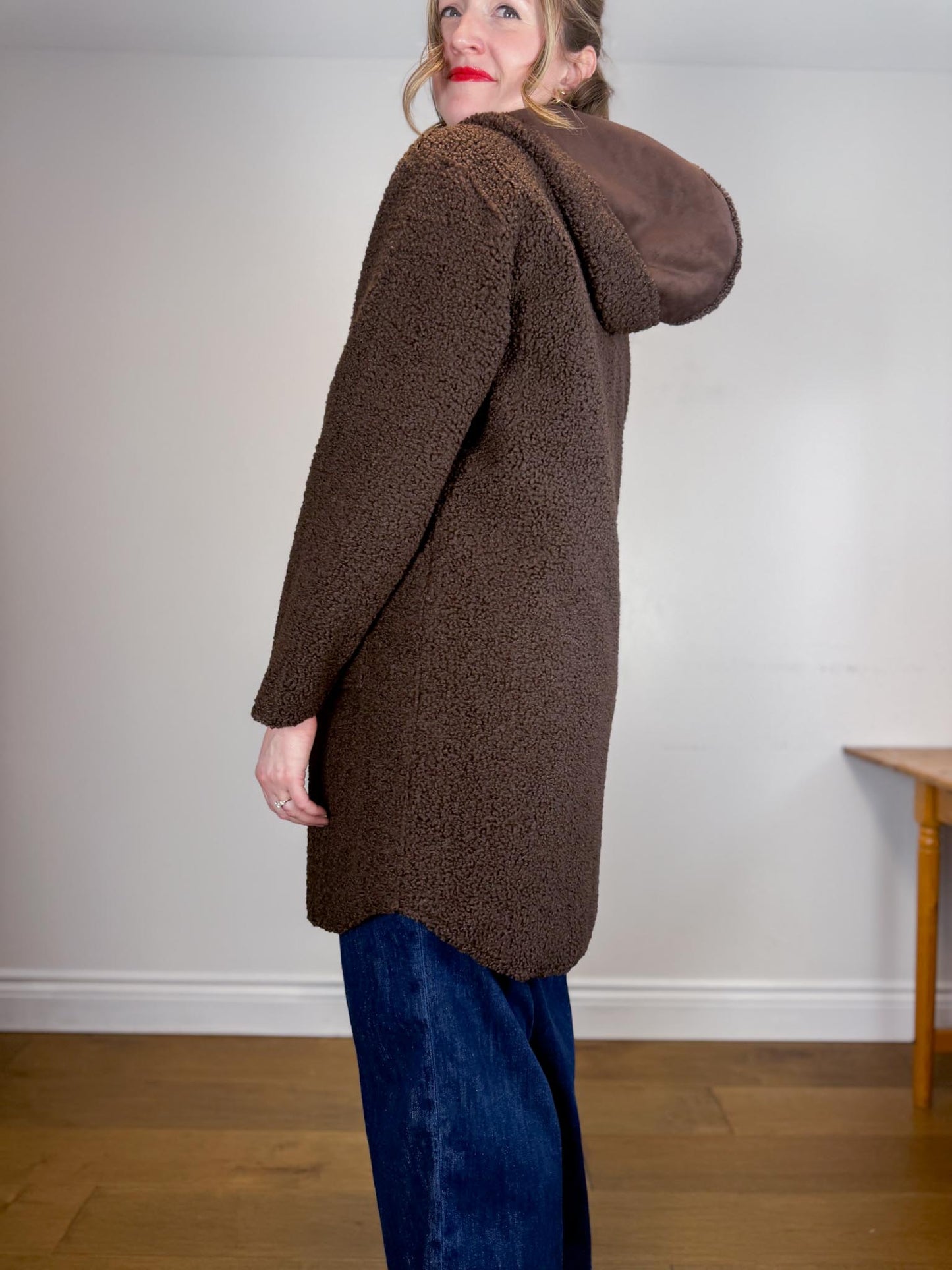 Fransa Reversible Faux Fur Jacket in Brown (Size M/L)