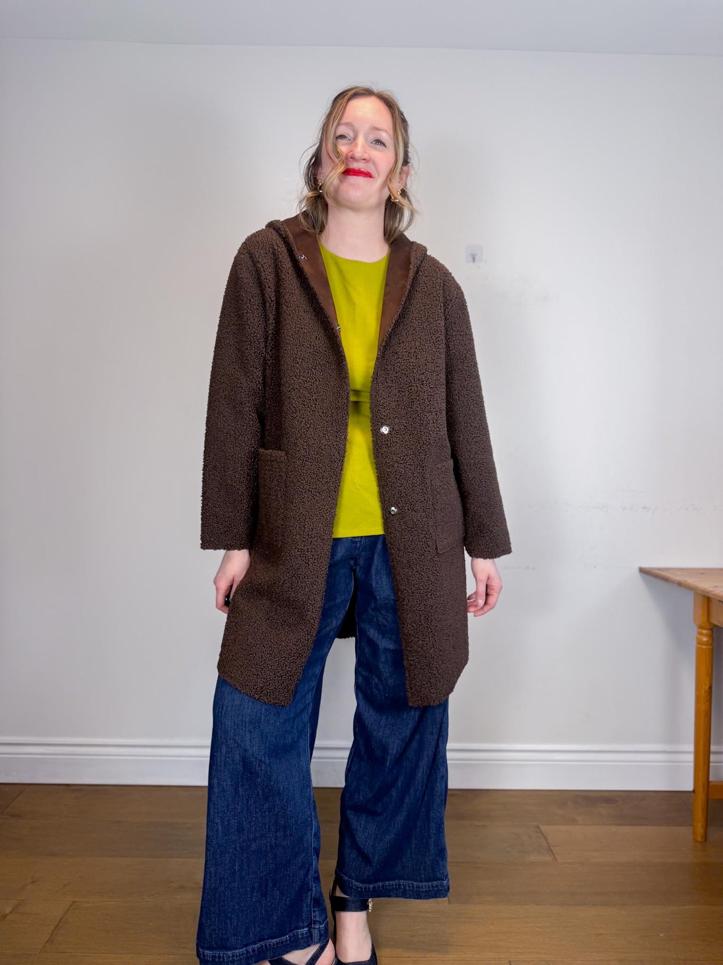 Fransa Reversible Faux Fur Jacket in Brown (Size M/L)