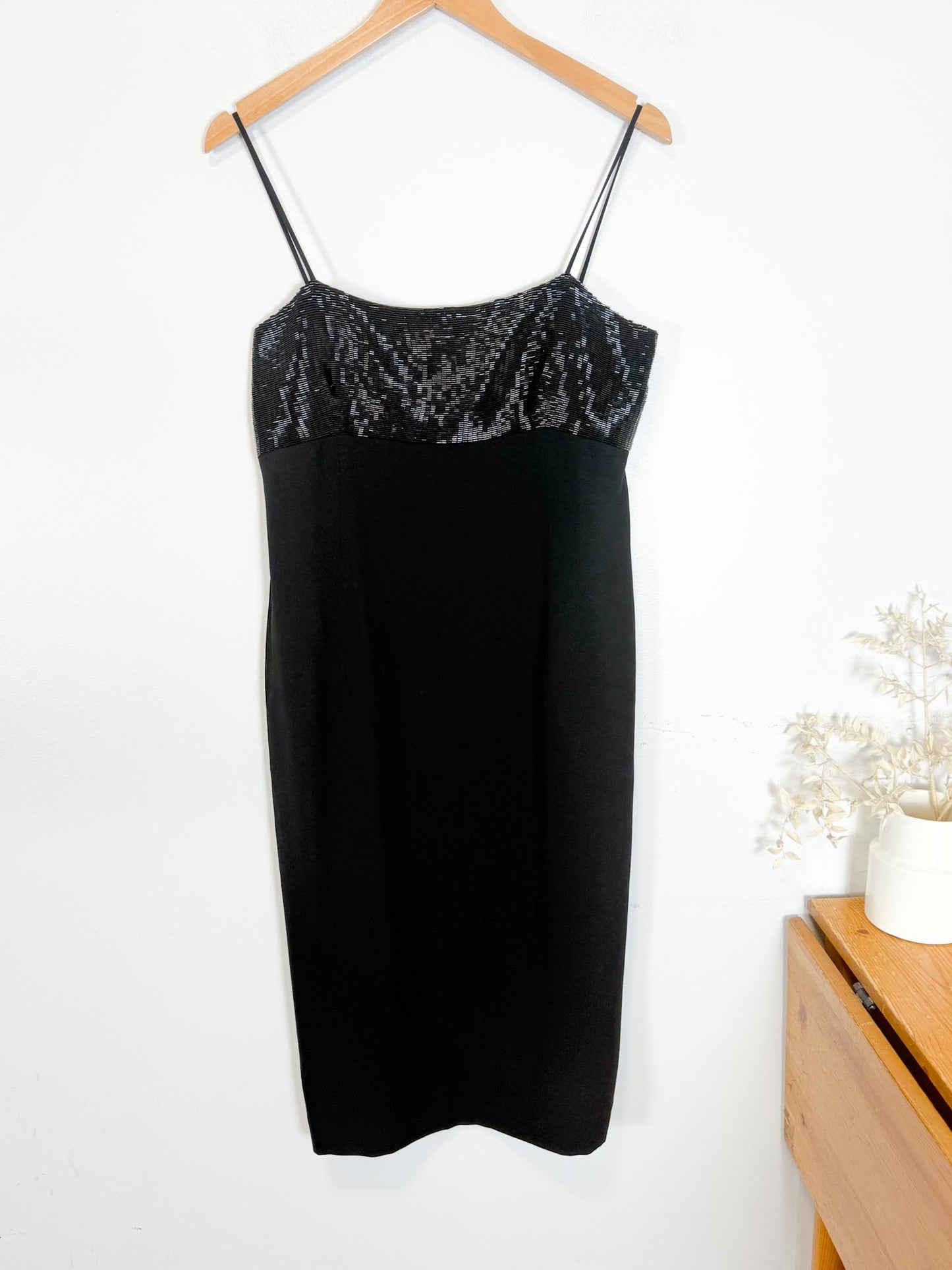 Vintage 90s Lauren Ralph Lauren Black Dress with Sequin Top (Size L)