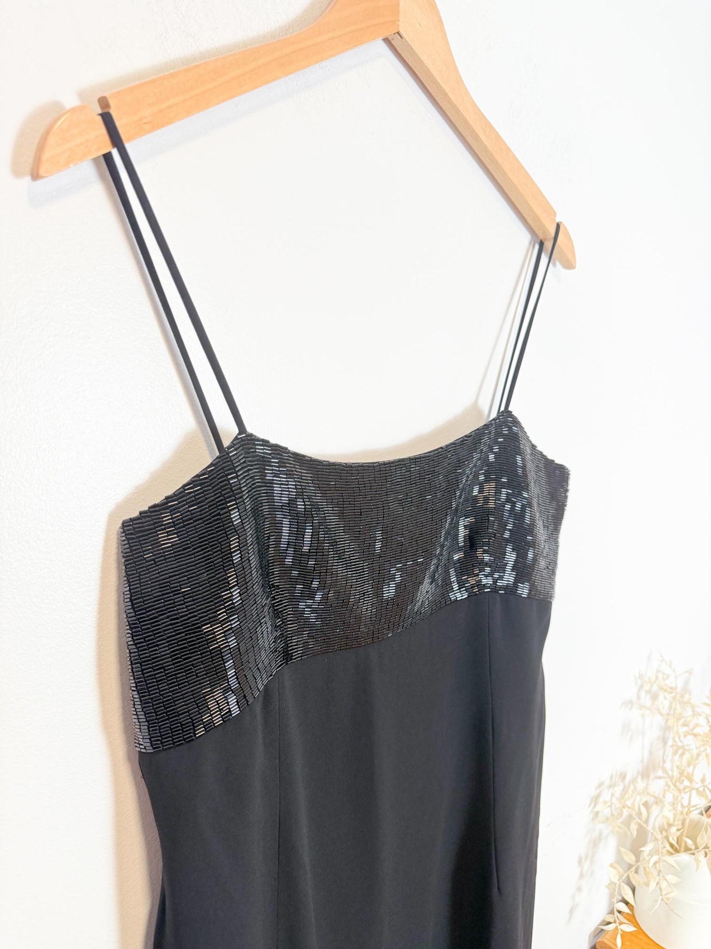 Vintage 90s Lauren Ralph Lauren Black Dress with Sequin Top (Size L)