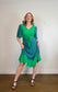 GUSTO Mixed Print Dress in Green/Blue (Size S/M)