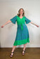 GUSTO Mixed Print Dress in Green/Blue (Size S/M)