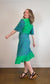 GUSTO Mixed Print Dress in Green/Blue (Size S/M)