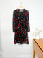 Diane Von Furstenberg "Kala Chiffon Long Sleeve Flare Dress in Black/Red Floral" (Size 12)