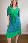 GUSTO Mixed Print Dress in Green/Blue (Size S/M)