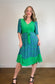 GUSTO Mixed Print Dress in Green/Blue (Size S/M)
