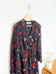 Diane Von Furstenberg "Kala Chiffon Long Sleeve Flare Dress in Black/Red Floral" (Size 12)