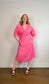 COS Puff Sleeve Midi Dress in Hot Pink (Size M/L)