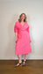 COS Puff Sleeve Midi Dress in Hot Pink (Size M/L)