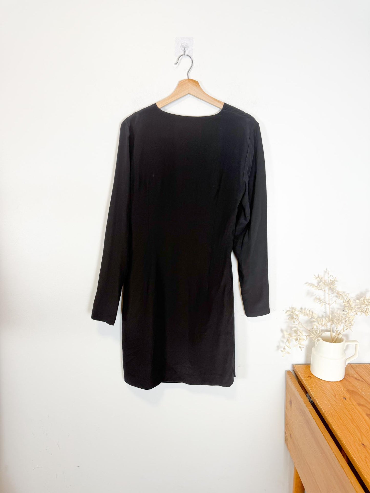 Club Monaco Silk Side Drape Mini Dress in Black (Size 10)