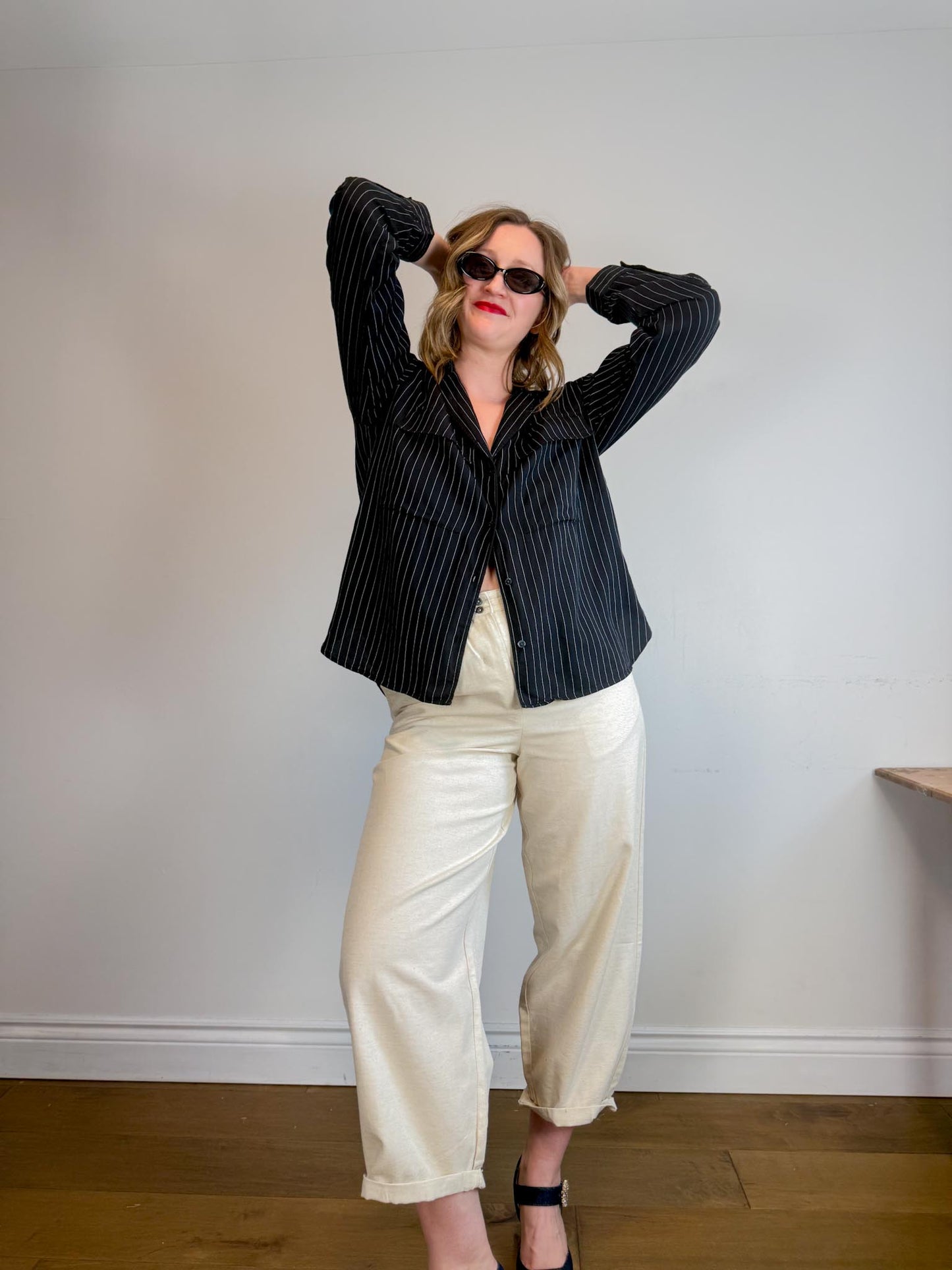 PISTOLA Striped Button Down in White/Black (Size S-L)