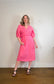COS Puff Sleeve Midi Dress in Hot Pink (Size M/L)