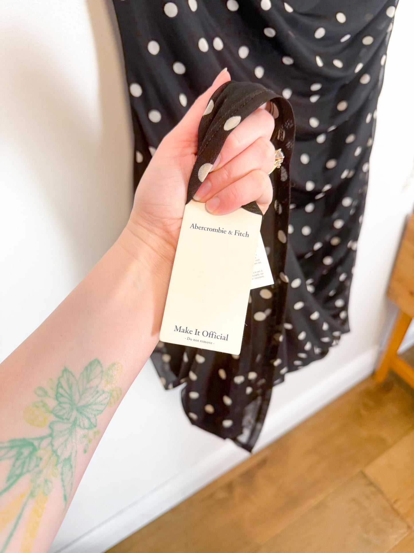 Abercrombie & Fitch "Mesh Draped Polka Dot Maxi Dress in Black/White" NWT (Size XL)