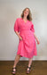 COS Puff Sleeve Midi Dress in Hot Pink (Size M/L)