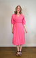COS Puff Sleeve Midi Dress in Hot Pink (Size M/L)