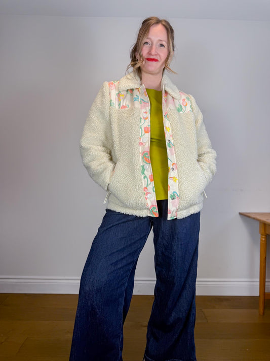 COACH Designer "Blocked Floral Sherpa Jacket" (Size S/M)